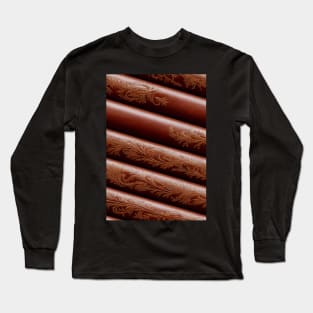 Dark Brown Ornamental Leather Stripes, natural and ecological leather print #67 Long Sleeve T-Shirt